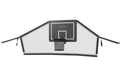 Produktbild av Acon basketkorg för rund studsmatta med bollfångarnät, mot vit bakgrund.